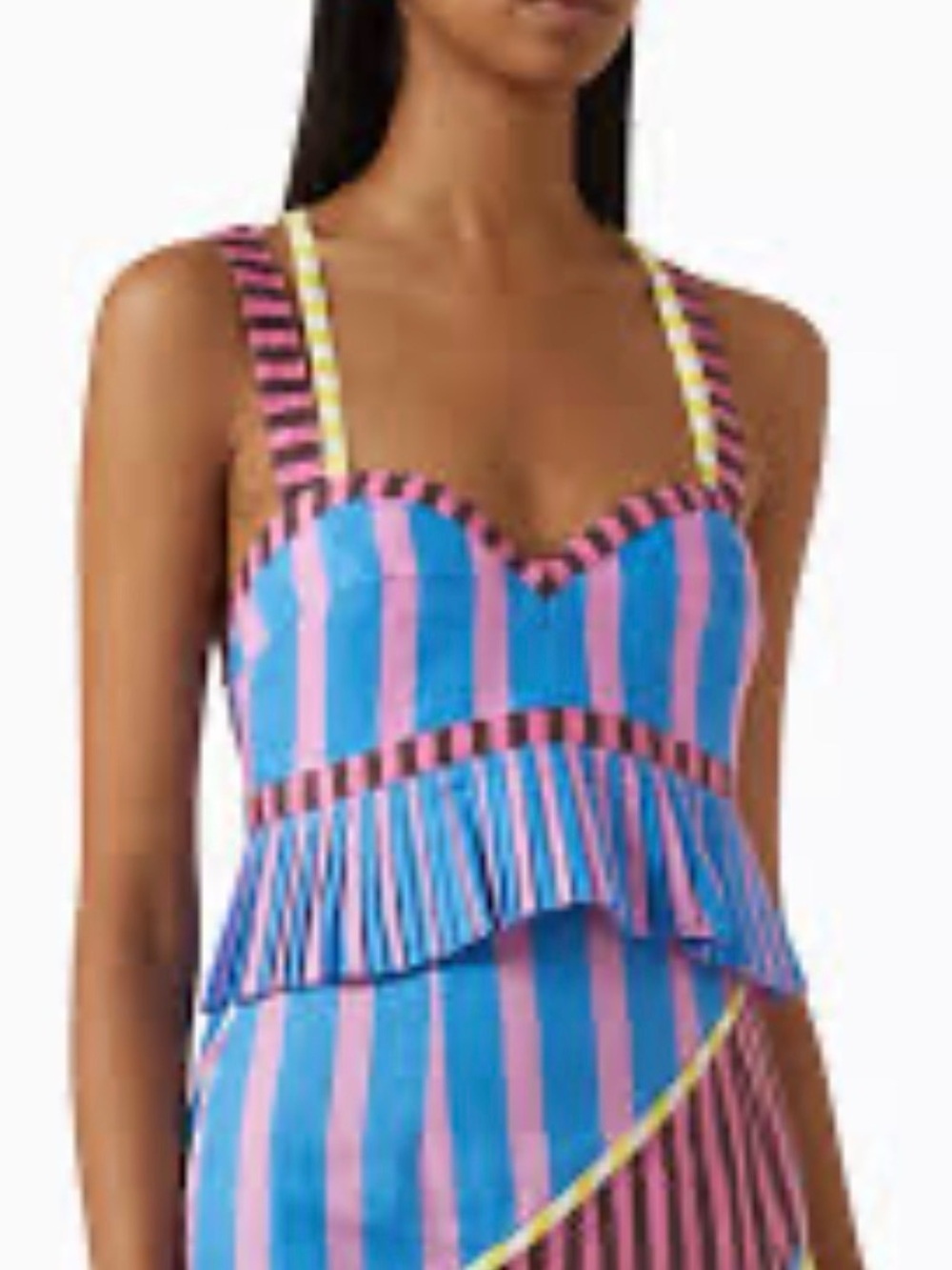 Celia b Striped Bustier Tank Top in Blue and Pink